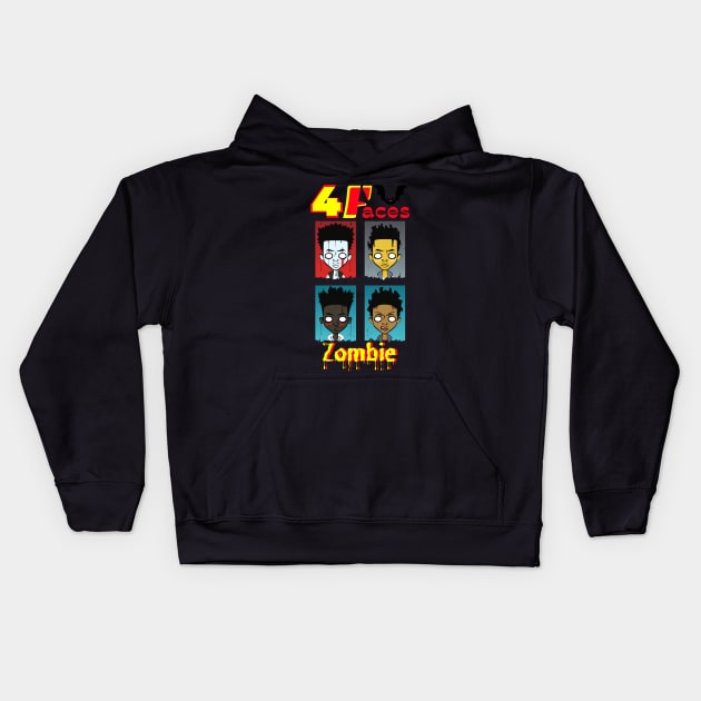 4Faces Zombie Kids Hoodie by FehuMarcinArt